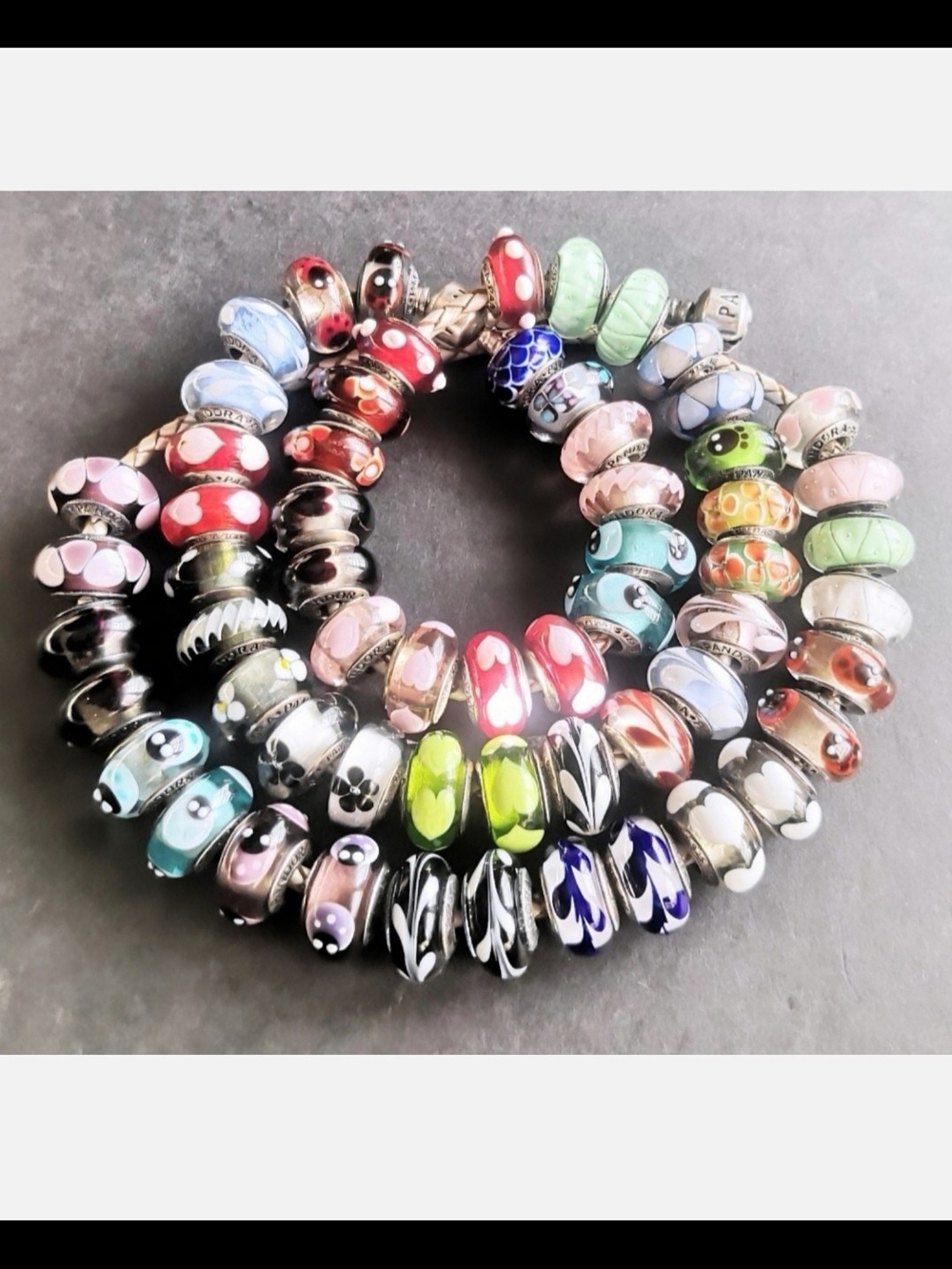 AUTHENTIC PANDORA SET OF 58 GLASS MURANOS EXCELLENT CONDITION FIRM PRICE